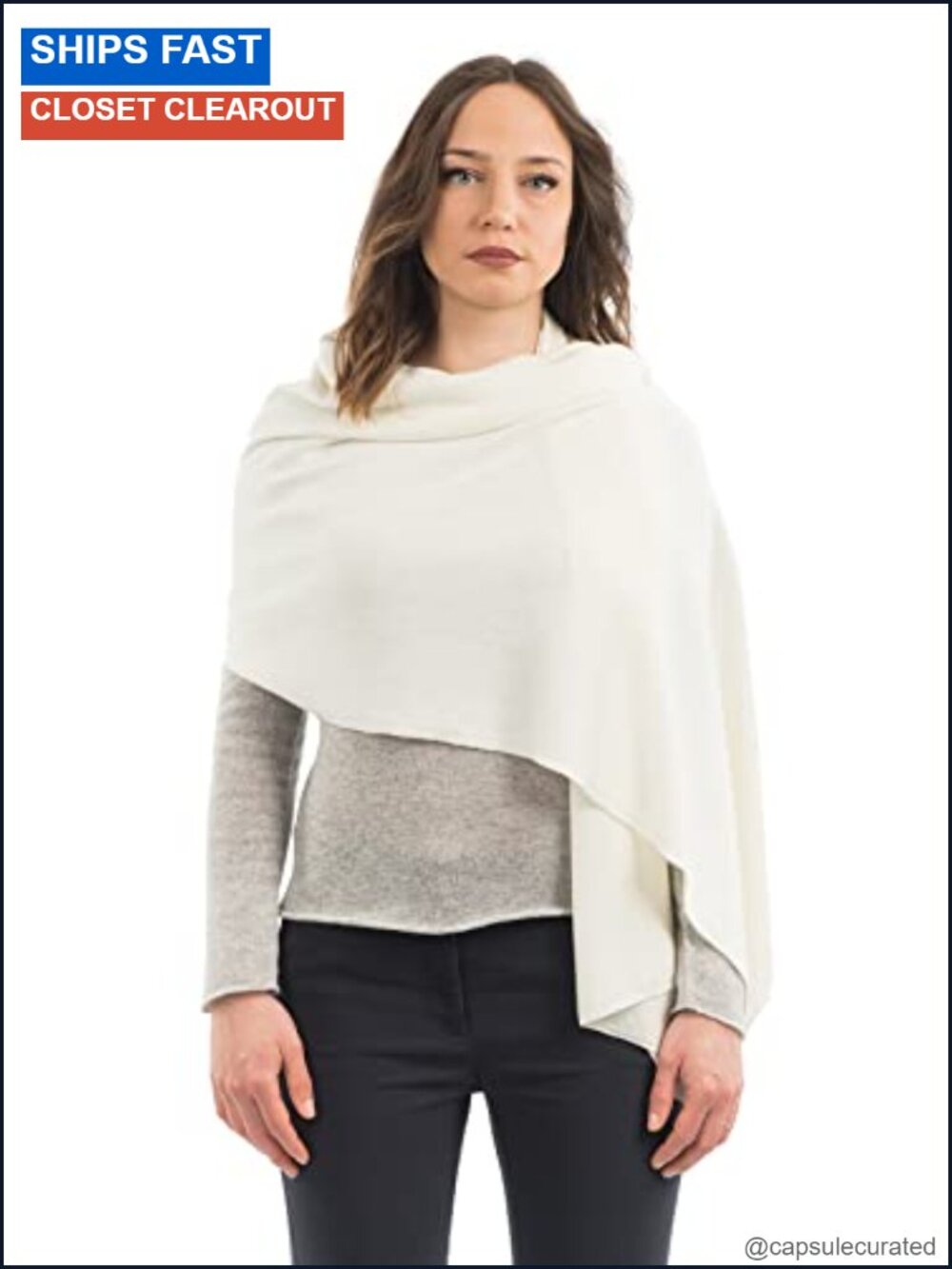 Wool Cashmere Blend Stole Wrap Shawl Scarf, Made in Italy, 24x73in